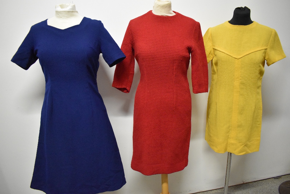 Two 1960s mini dresses and a textured red wool late 50s/ 60s dress. - Image 2 of 6