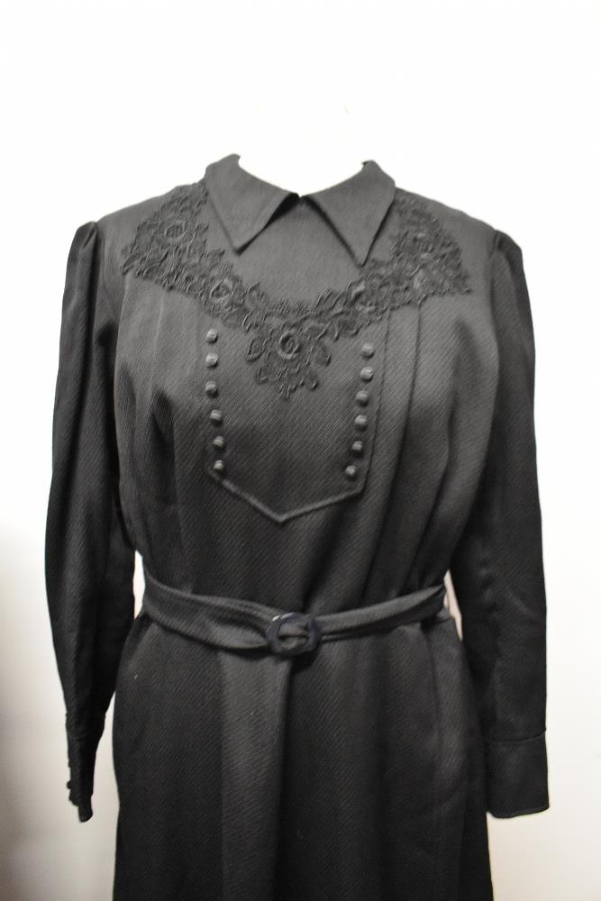 Two 1930s black dresses, including one of crepe with draped collar. - Image 6 of 6