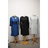 Three 1960s dresses, including blue dress which is in need of finishing off, side seams and hem need