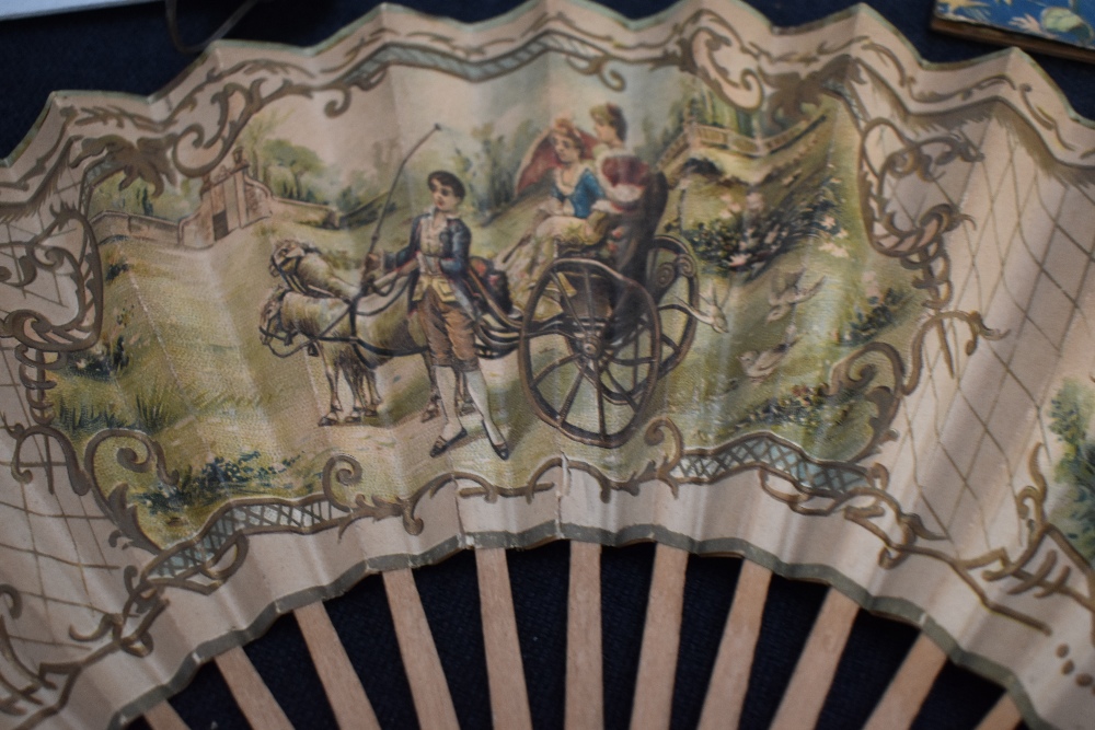 Three fans, including unusual Victorian fan with rasied leaf styling and hand painted flowers, and - Image 6 of 9