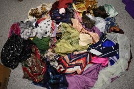 A collection of vintage scarves and headscarves, around 50 in total, including silk examples.