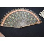 A circa 1815 horn brise fan, having pierced and hand painted flowers and another of larger