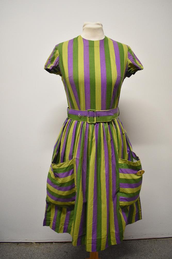 A 1950s 'Little Eve' cotton day dress, having original belt, large patch pockets to front with large - Image 5 of 10