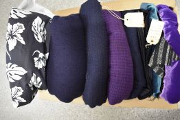A selection of large pieces of wool in purple, dark navy and black, also included are an