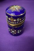 An exquisite Victorian etui, having cobalt blue enamel finish with gilt heightening and red, white
