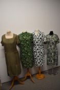 Four 1960s to 1970s day dresses, various styles, sizes and colours.