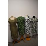 Four 1960s to 1970s day dresses, various styles, sizes and colours.