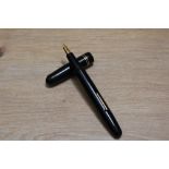 A Mabie Todd & Co Swan 3260 self filler lever fill fountain pen in black with two narrow bands to