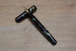 A Mabie Todd & Co Swan leverless (type 3 austerity pen) twist fill fountain pen in green black