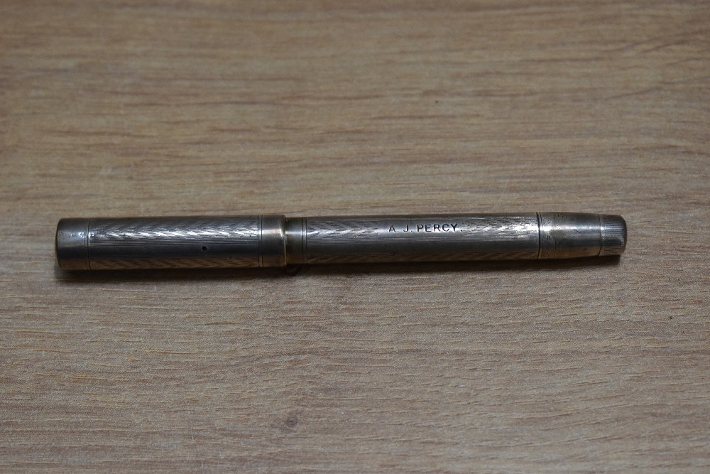 A Mabie Todd & Co Swan leverless twist fill fountain pen in engine turned hallmarked silver having - Image 3 of 3