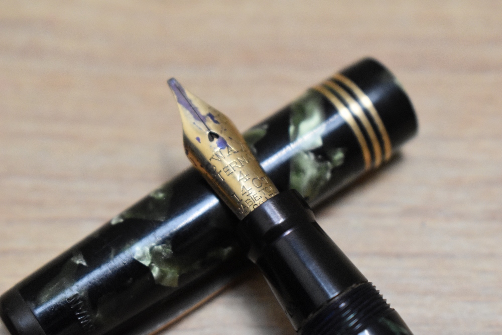 A Mabie Todd & Co Swan leverless (type 3 austerity pen) twist fill fountain pen in green black - Image 2 of 3