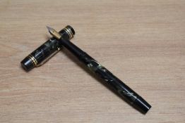 A De La Rue Onoto the Pen 6235/77 plunger fill fountain pen in green black marble with one broad