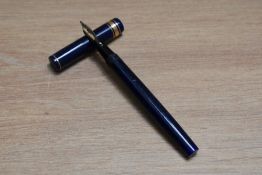 A Mabie Todd & Co Swan 142/52 self filler lever fill fountain pen in Lapis Lazuli with one broad and