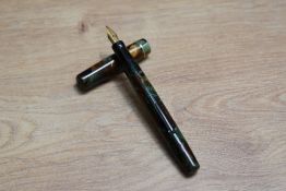 A Mabie Todd & Co 205/63 self-filler lever fill fountain pen russet and jade with narrow band to the