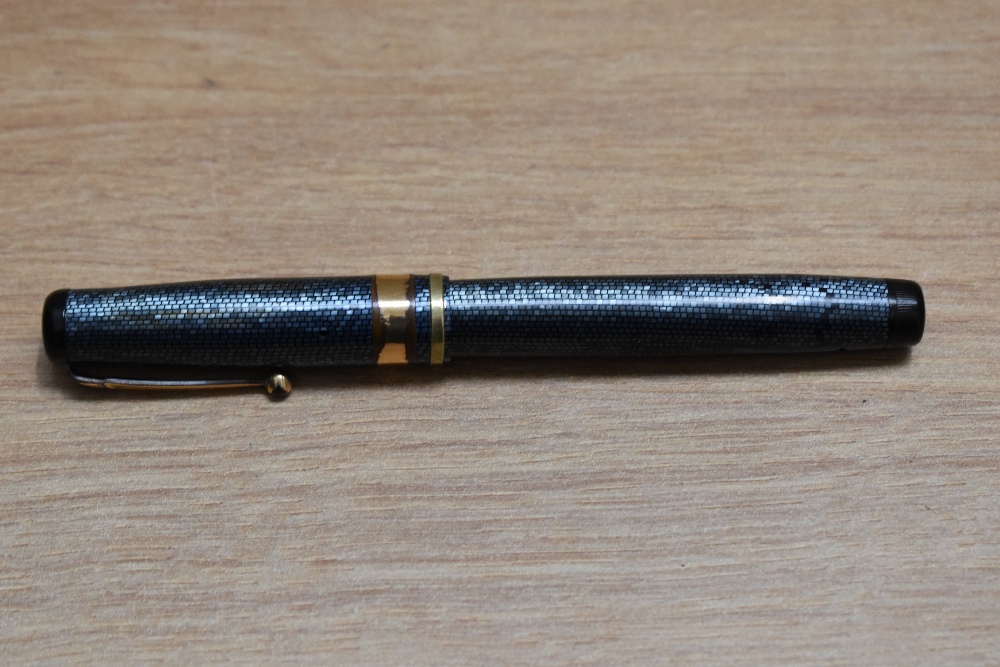 A Mabie Todd & Co Swan leverless twist fill fountain pen in blue lizard skin with one broad and - Image 3 of 3