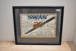 A framed and glazed Madie Todd & Bard advertising poster 'Swan the pen by which others are