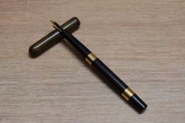 A Mabie Todd & Co Swan 1500 eye dropper fountain pen in Black Hard Rubber with broad band to the top