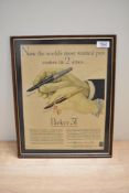 A framed and glazed Parker advertising poster Parker 51 'Now the worlds most wanted pen comes in 2