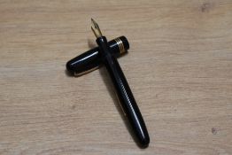 A Mabie Todd & Co Swan 3360 self filler lever fill fountain pen in black with three narrow bands