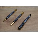 A Parker Duofold MKII Centennial converter fill fountain pen, ballpoint pen, and propelling pencil