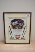 A framed and glazed Mabie Todd & Co advertising poster 'Swan Craftsmanship'