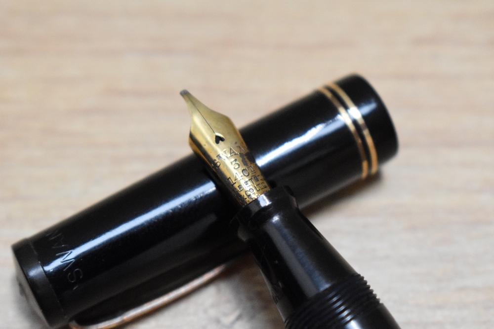 A Mabie Todd & Co Swan Visofil VT340/60 fountain pen in black with two narrow bands to the cap - Image 2 of 3