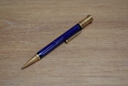 A Parker Duofold propelling pencil in lapis lazuli blue with white flecks