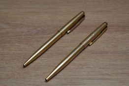 Two Parker 65 ballpoint pen in rolled gold