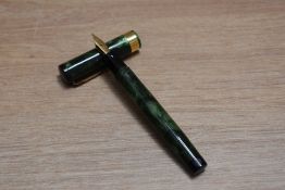 A Mabie Todd & Co Swan L470/66 leverless twist fill fountain pen in emerald with broad band to the