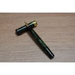 A Mabie Todd & Co Swan L470/66 leverless twist fill fountain pen in emerald with broad band to the