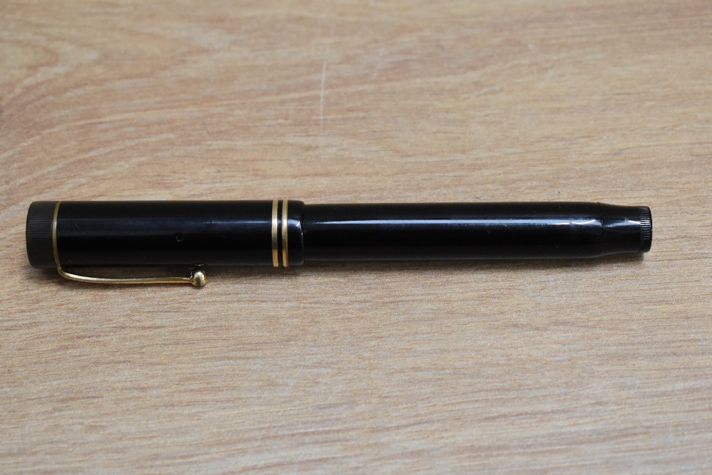 A Parker Duofold Senior Lucky Curve button fill fountain pen in black with two narrow bands to the - Image 3 of 3