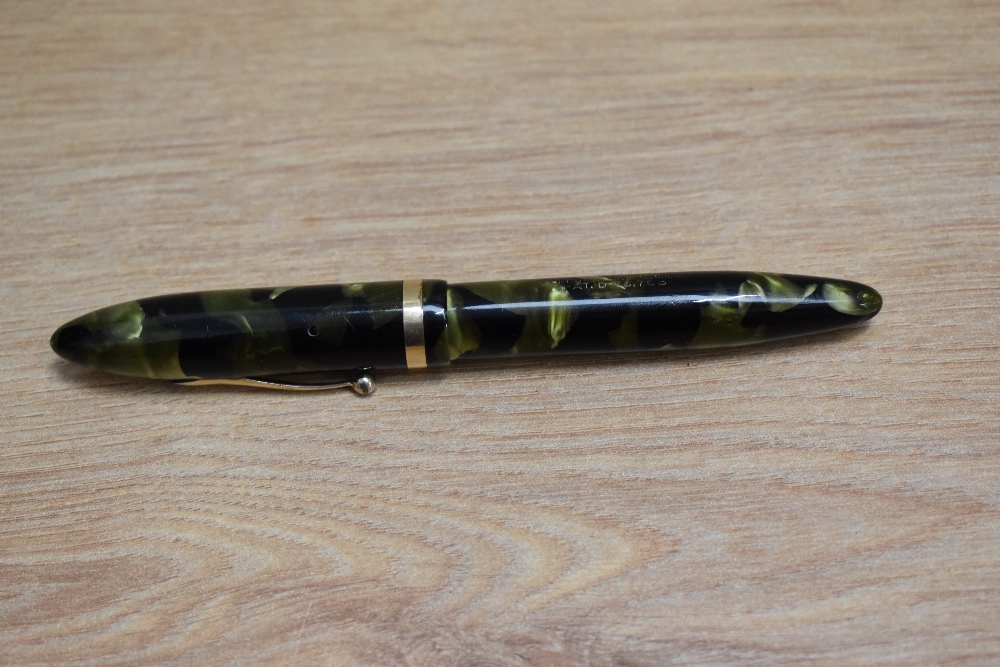 A Sheaffer Lifetime Balance lever fill fountain pen in marine green with white spot and single - Image 3 of 3