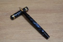 A De La Rue Onoto the Pen 6235/39 plunger fill fountain pen in blue black marble with one broad