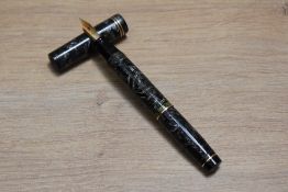 A Mabie Todd & Co Swan 340/78 Visofil VT fountain pen in silver and black two narrow bands to the