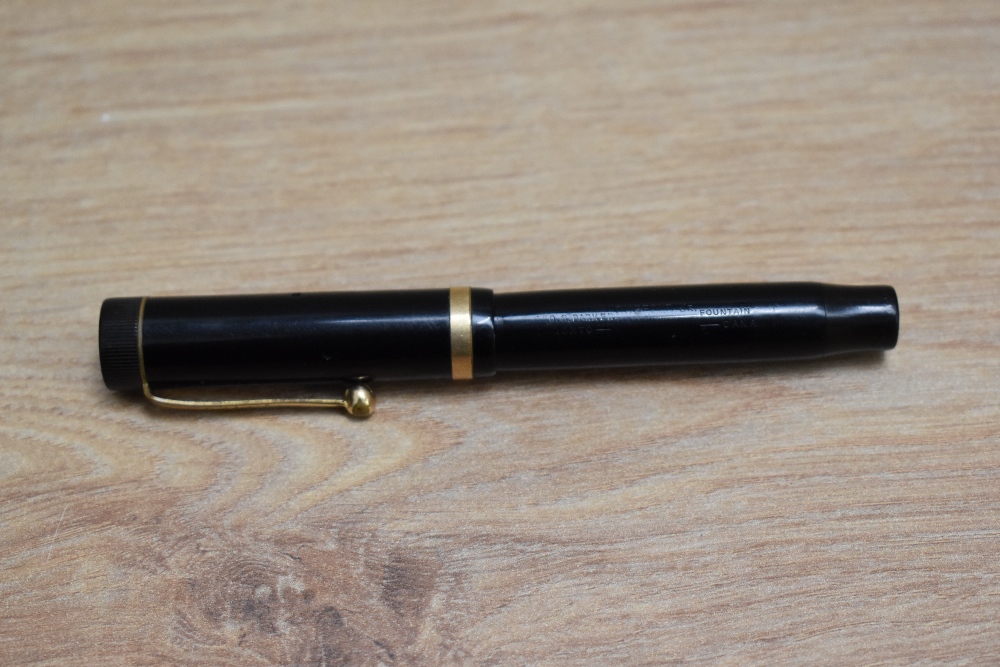 A Parker Duofold Junior button fill fountain pen in black with single band to the cap having - Image 3 of 3