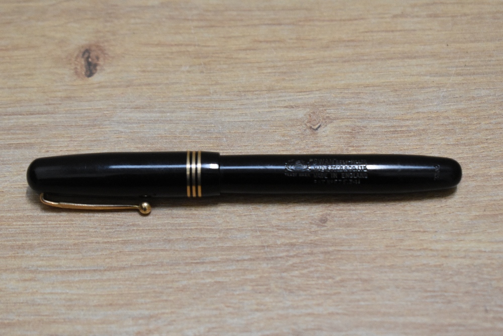 A Mabie Todd & Co Swan 3360 self filler lever fill fountain pen in black with three narrow bands - Image 3 of 3