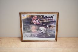 A framed and glazed Mabie Todd & Co advertising poster 'The Swan Glide'