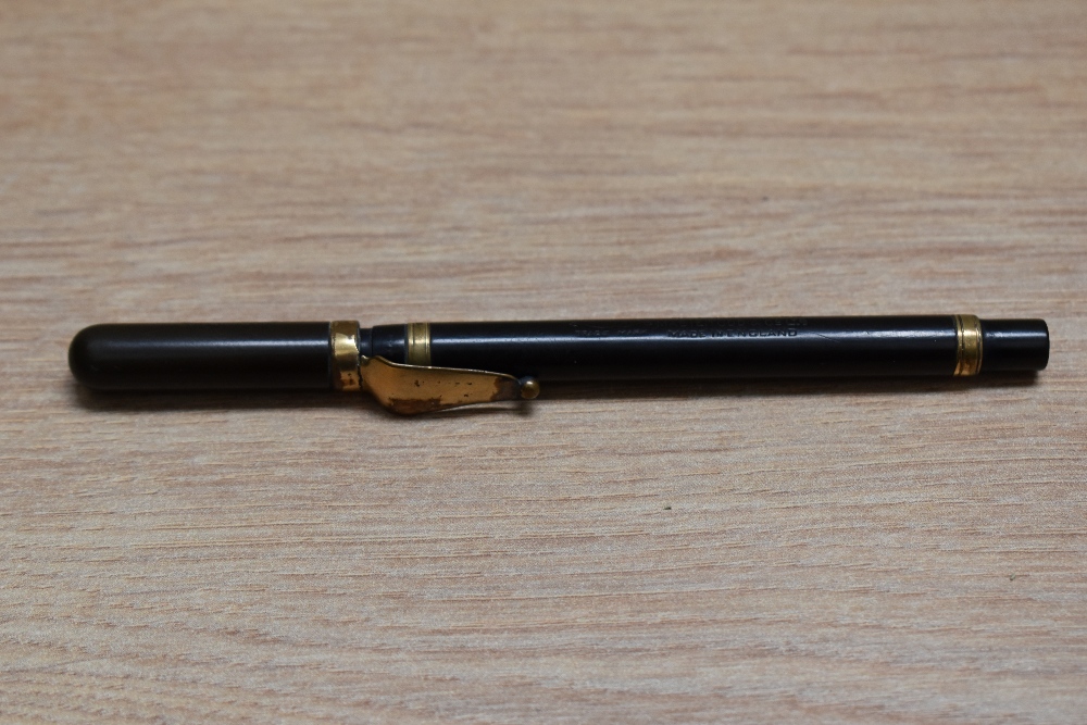 A Mabie Todd & Co Swan eye dropper fountain pen in Black Hard Rubber with gold filled band to the - Image 3 of 3