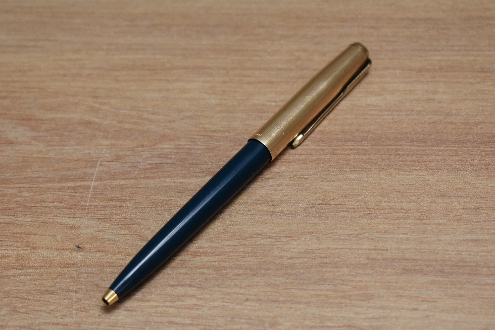 A Parker ballpoint pen in Turquoise with 12ct rolled gold cap