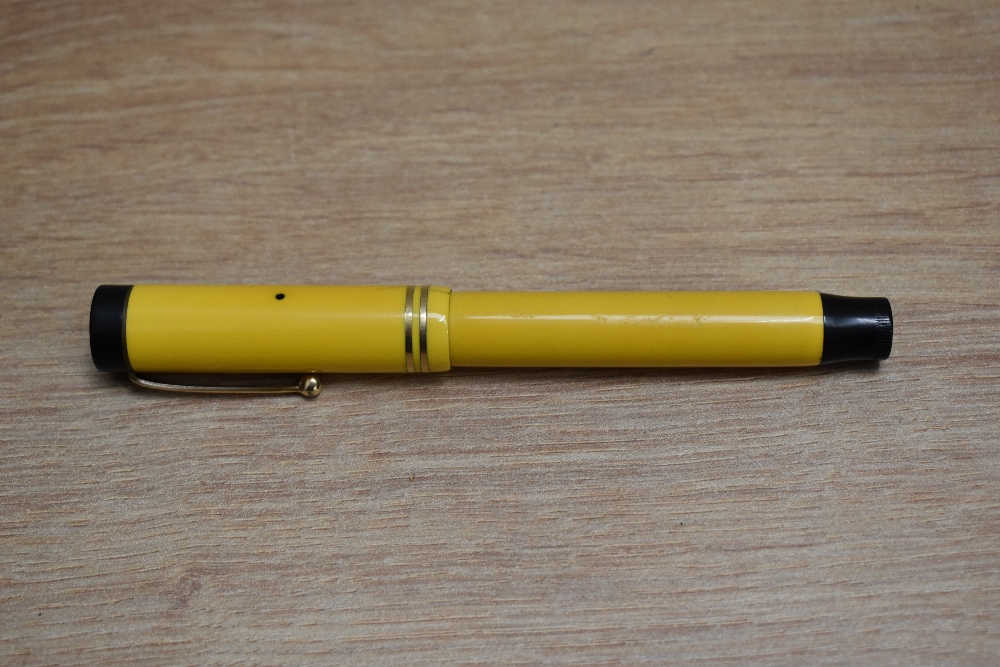 A Parker Duofold Senior Lucky Curve button fill fountain pen in mandarin yellow with two narrow - Image 3 of 3