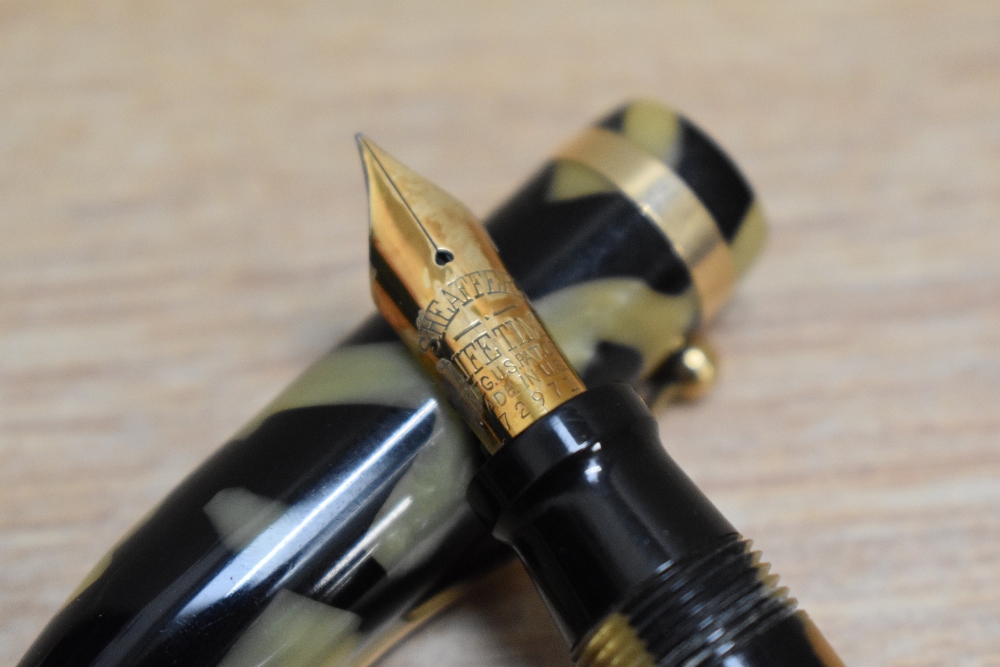 A Sheaffer Lifetime Balance lever fill fountain pen in marine green with white spot and single - Image 2 of 3