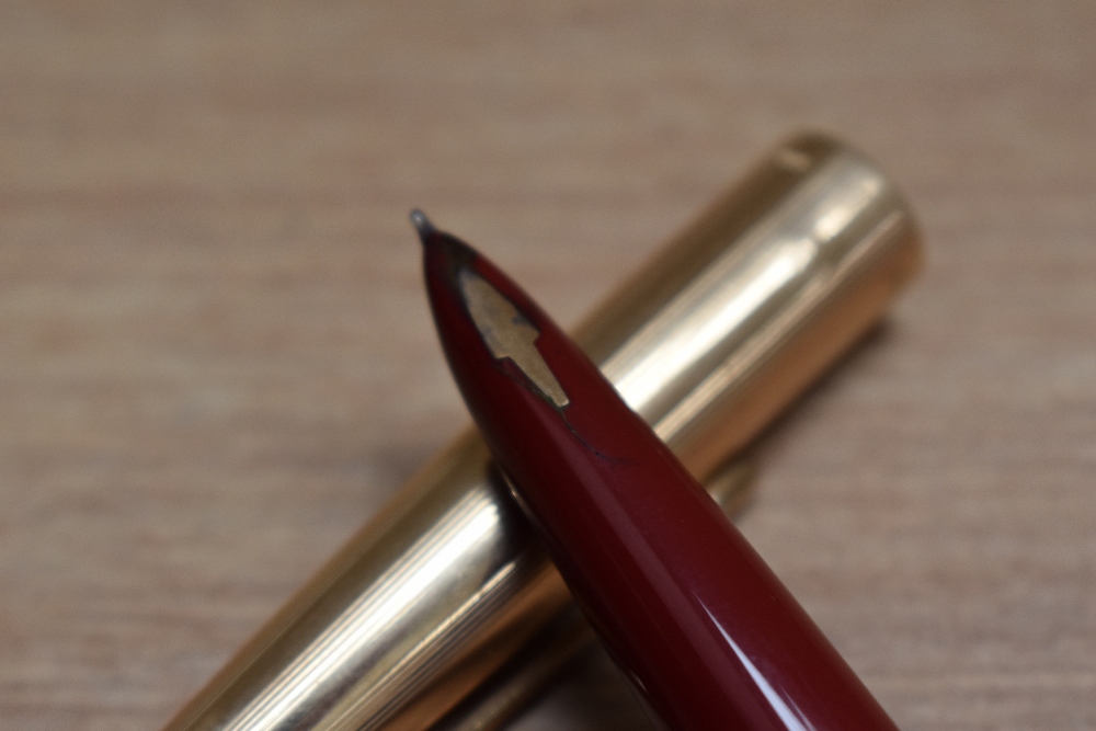 A Parker 65 capillary fill fountain pen in red with rolled gold cap. Boxed - Image 2 of 3