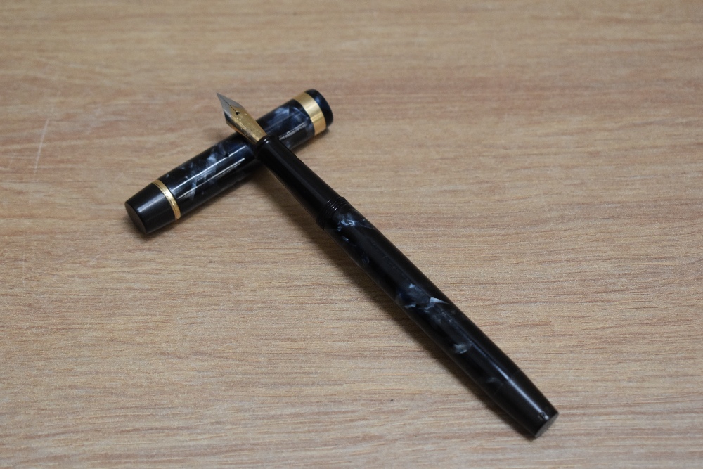 A De La Rue Onoto the Pen 6234/97 plunger fill fountain pen in blue black marble with broad band