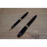 A Sheaffer Pen for Men III snorkel fill fountain pen and propelling pencil set in black with white
