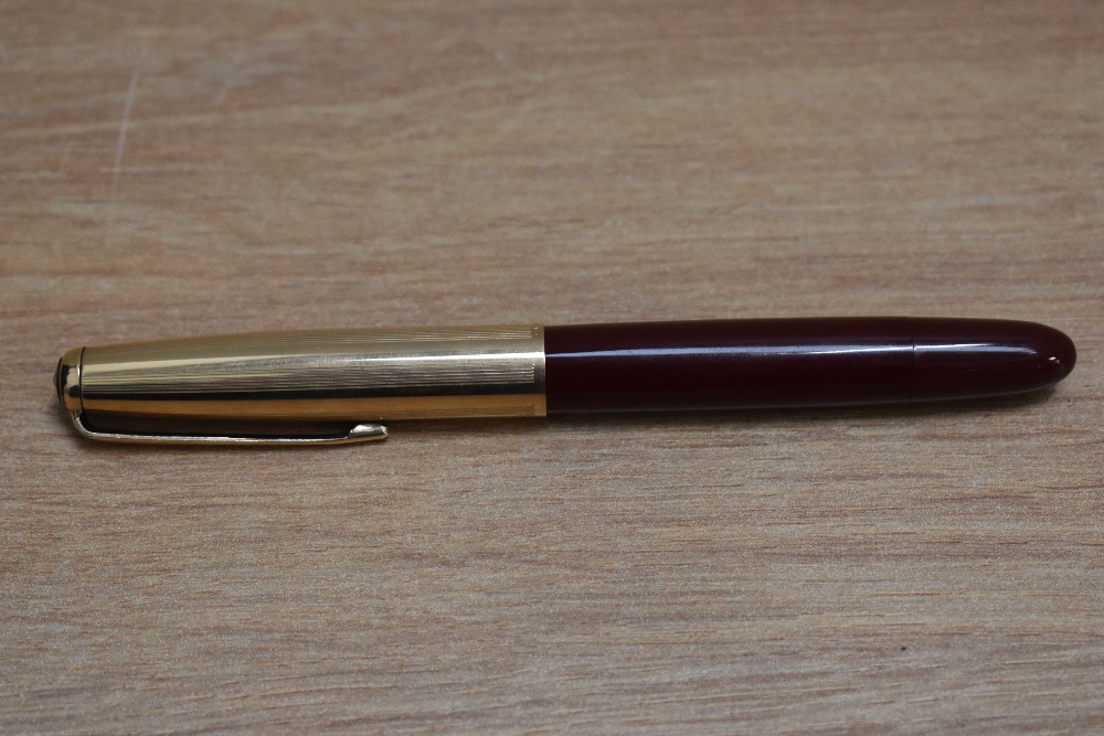 A De La Rue Onoto K1 Plunger fill fountain pen in burgundy with window in barrel and gold cap having - Image 3 of 3