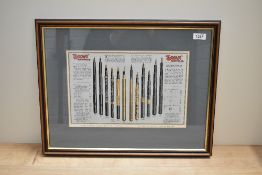 A framed and glazed Mabie Todd & Co advertising poster 'Swan Fountpens'