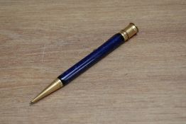 A Parker Duofold propelling pencil in lapis lazuli blue with white flecks