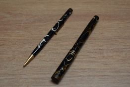 A Mabie Todd & Co Swan L245/47 leverless twist fill fountain pen and Fyne Point propelling pencil