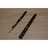 A Mabie Todd & Co Swan L245/47 leverless twist fill fountain pen and Fyne Point propelling pencil