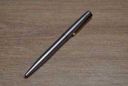 A Parker 61 ballpoint pen in chrome